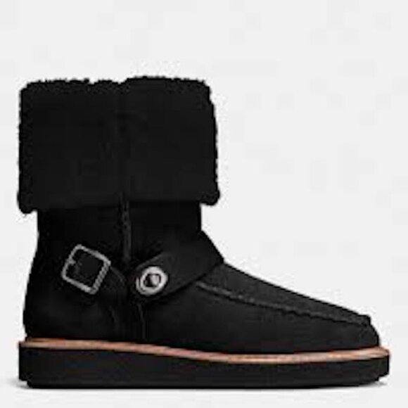 Coach G1433 Moto Shearling Turnlock Harness Winter Boot - Picture 2 of 3